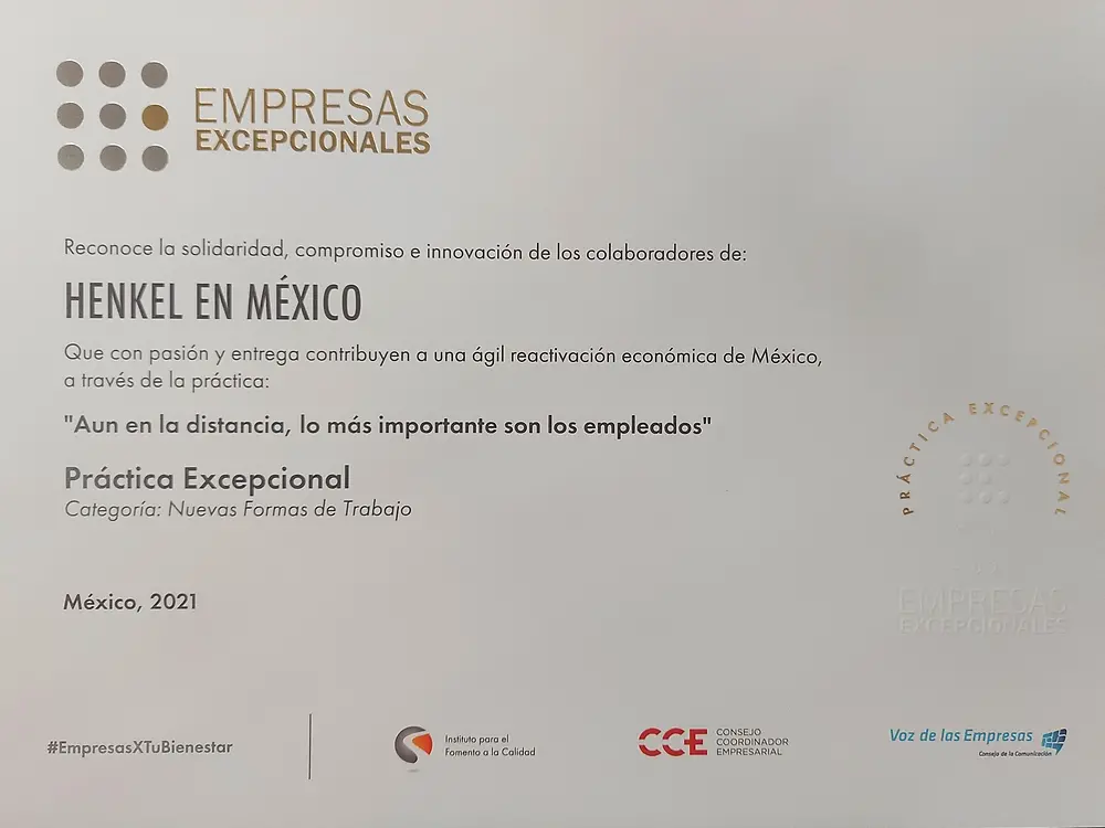 Henkel México es reconocida por el Consejo de la Comunicación y el Instituto para el Fomento a la Calidad como una Empresa Excepcional