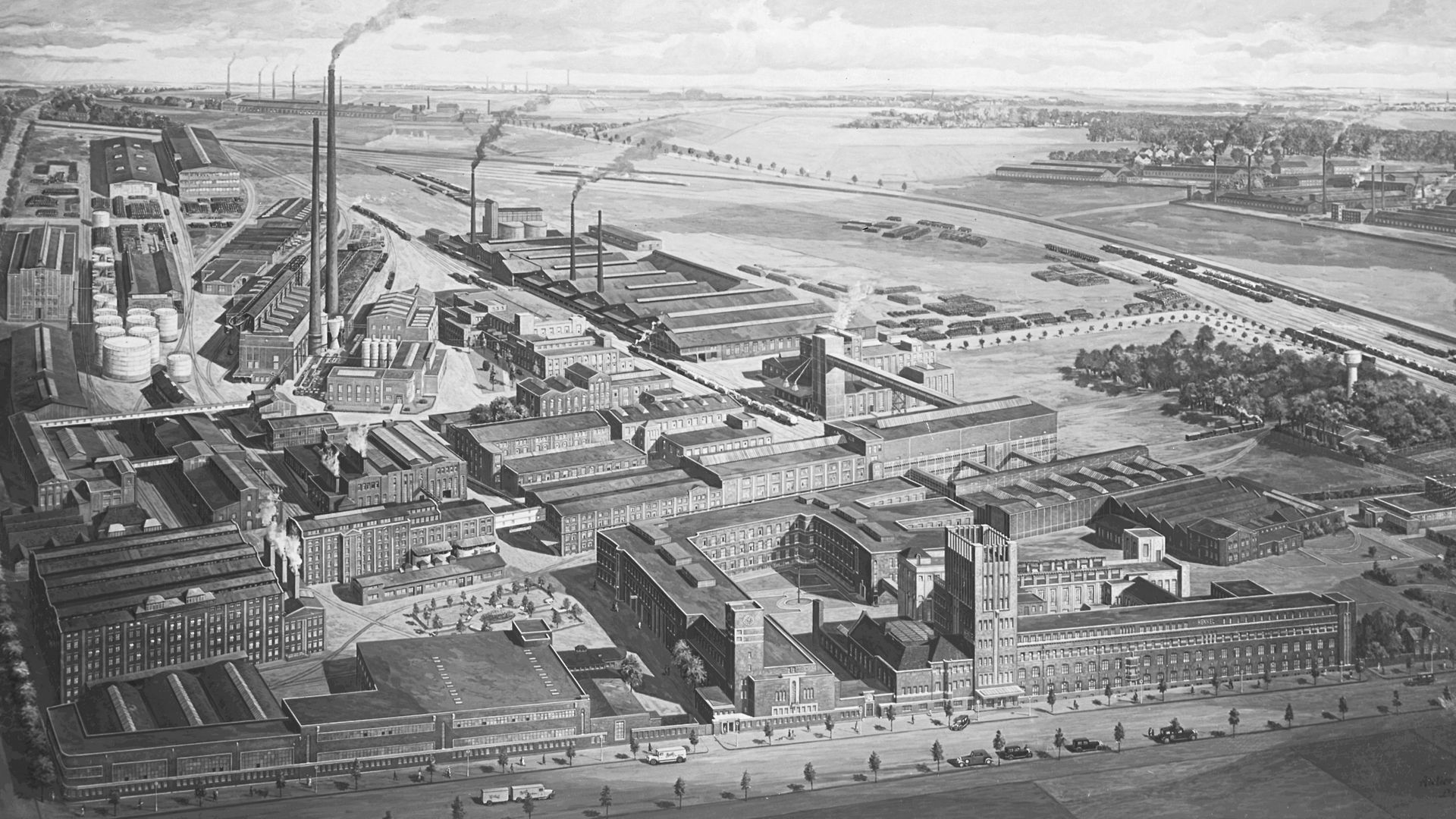 Ilustración de la planta de Henkel en Düsseldorf-Holthausen.